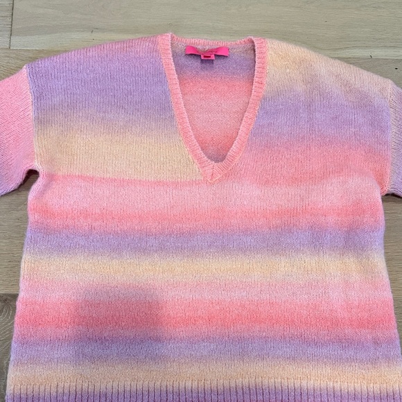 Lilly Pulitzer Women's Pink Yellow & Purple Striped V-Neck Sweater size small - Picture 6 of 11